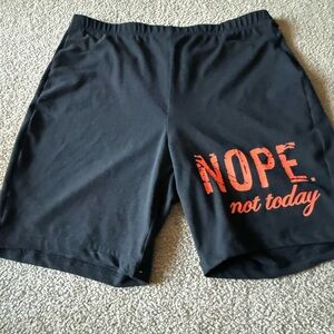 SHEIN Black and Orange 'Nope' Women's Athletic Shorts